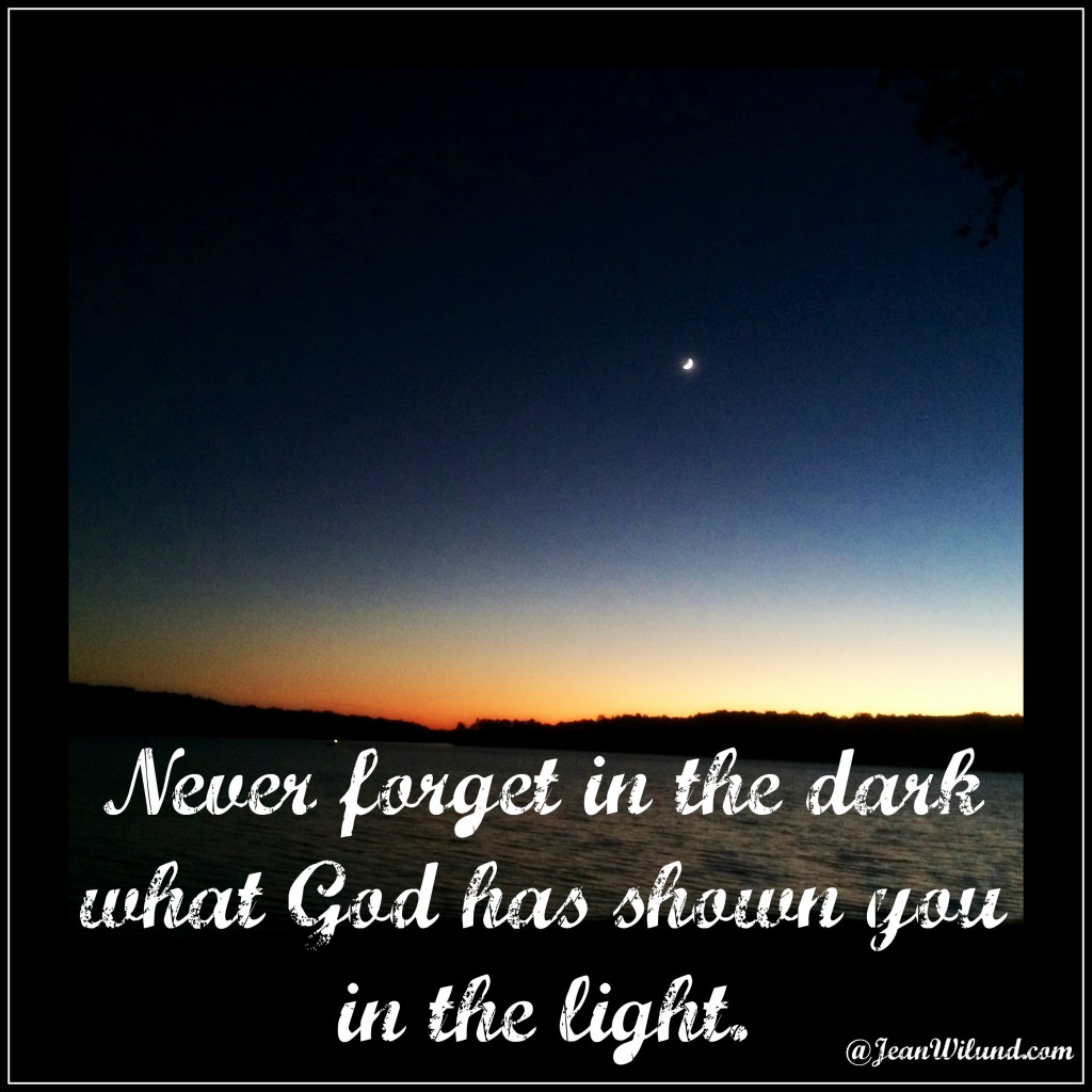 Never Forget in the Dark What God Has Shown You In The Light (Praise Picture)