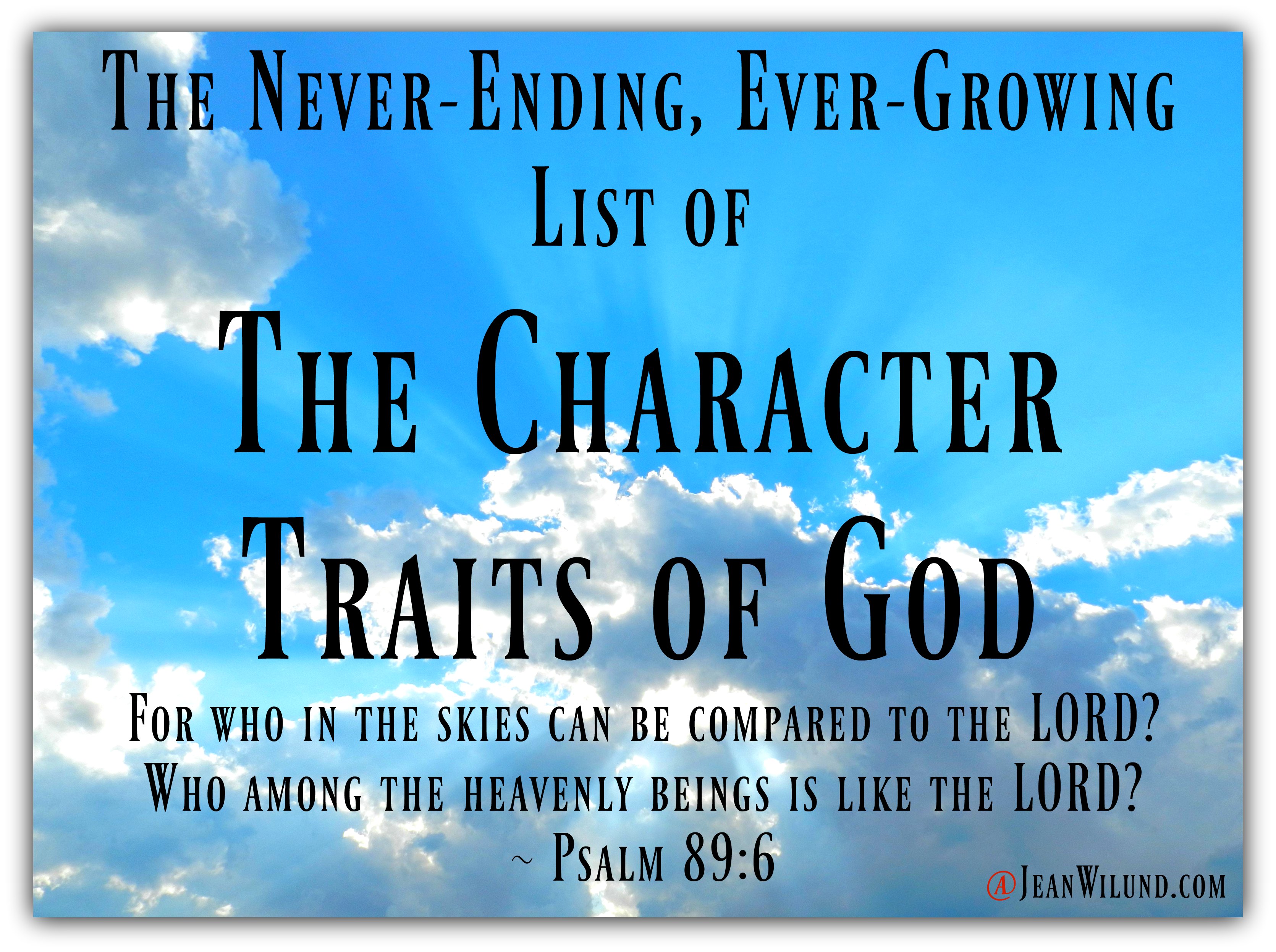 The Character Traits Of God List 1 