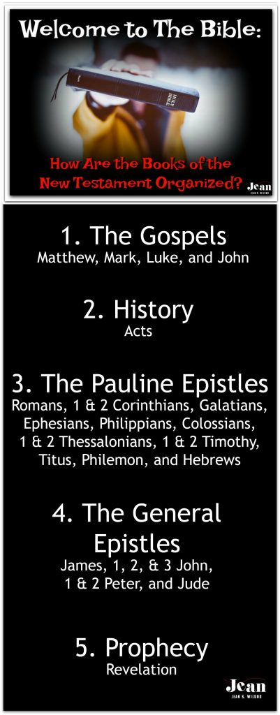 Welcome to the Bible: How the New Testament Books are Organized via www.jeanwilund.com