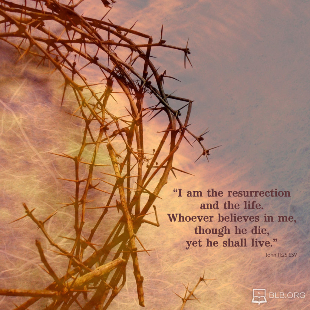 Jesus is the resurrection and the life John 11:25 (BLB.org image) via jeanwilund.com